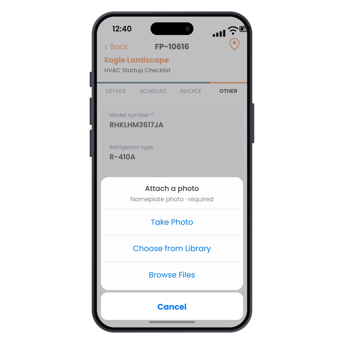 Attached to the Job, Filled in the App