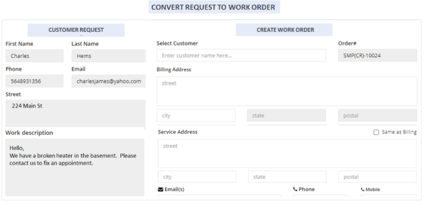convert request to work order
